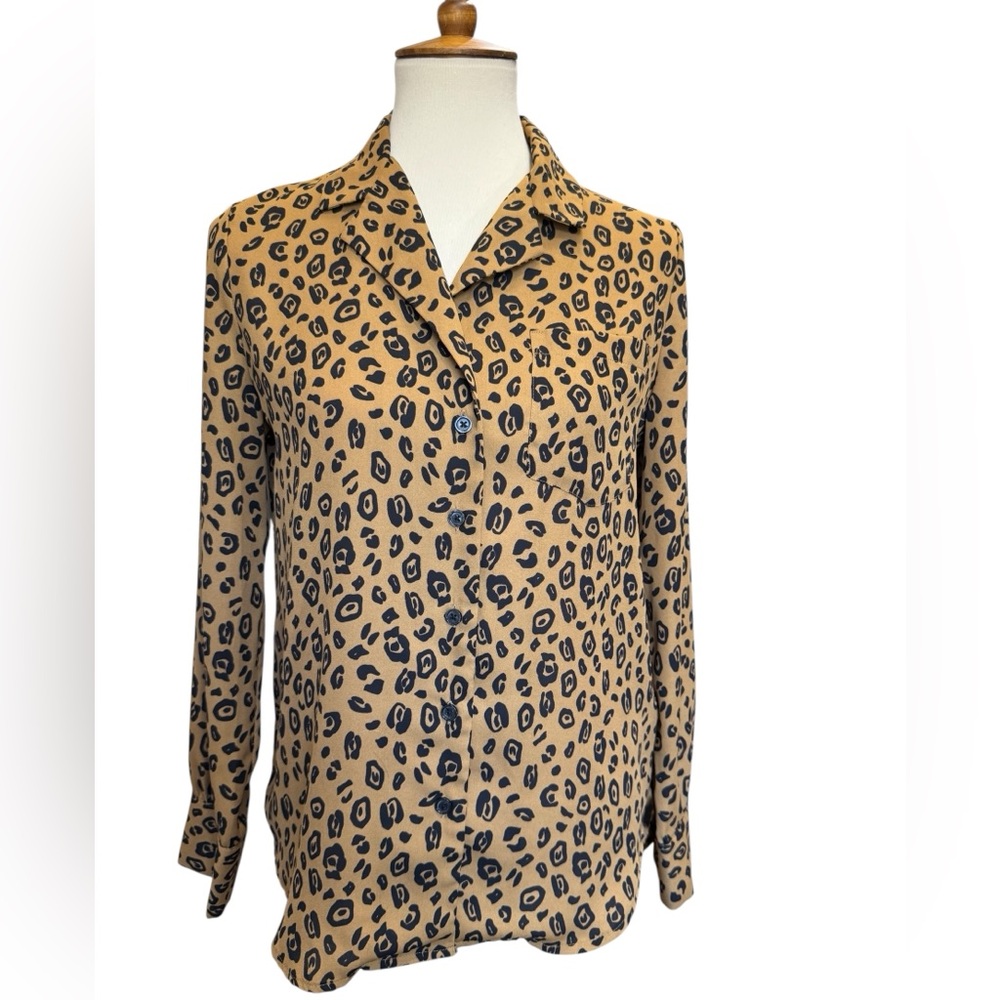 Who What Wear Leopard Print Button-Down Shirt #162